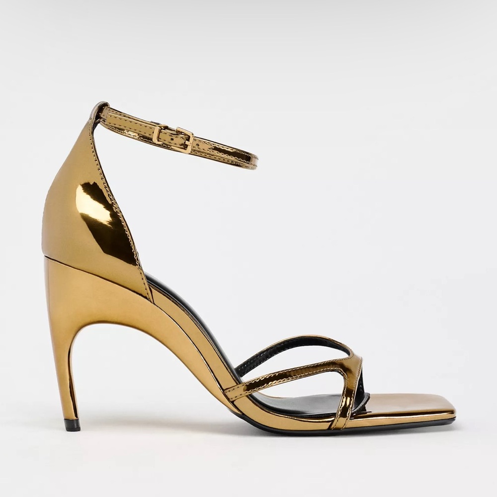 Zara oval heel metallic sandals